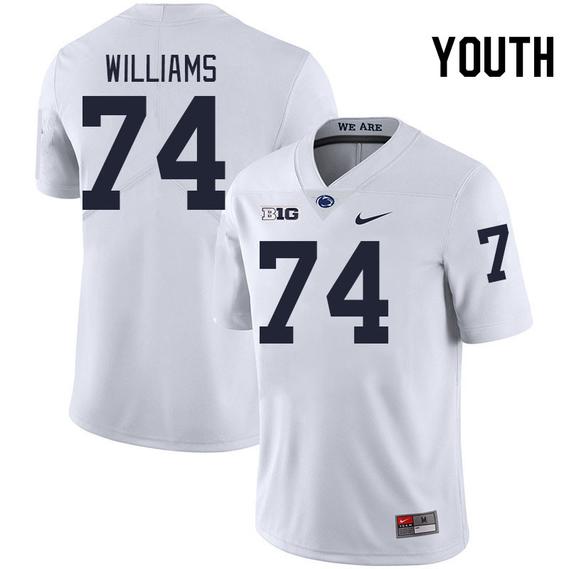 Youth #74 J'ven Williams Penn State Nittany Lions College Football Jerseys Stitched-White